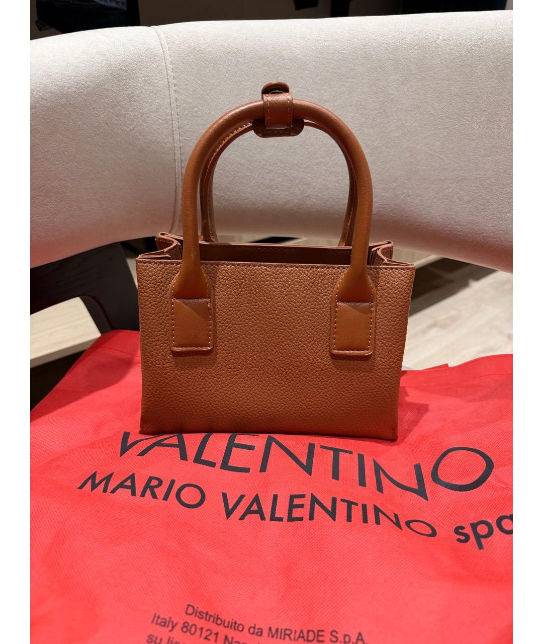 VALENTINO Коричневая сумка с короткими ручками из искусственной кожи, фото 3