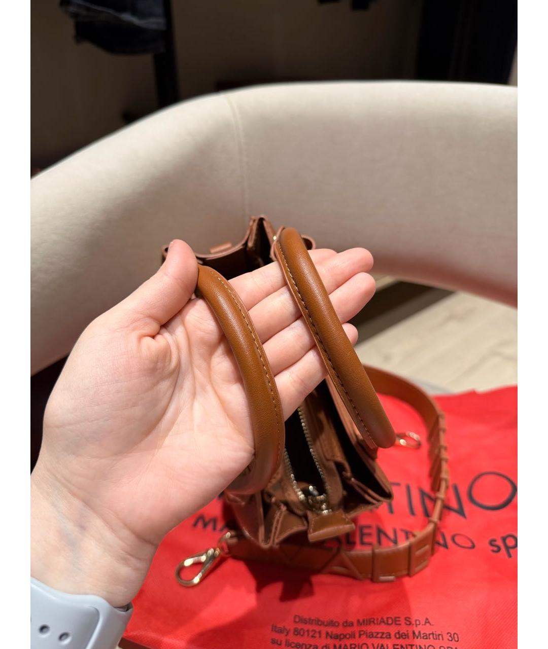 VALENTINO Коричневая сумка с короткими ручками из искусственной кожи, фото 7