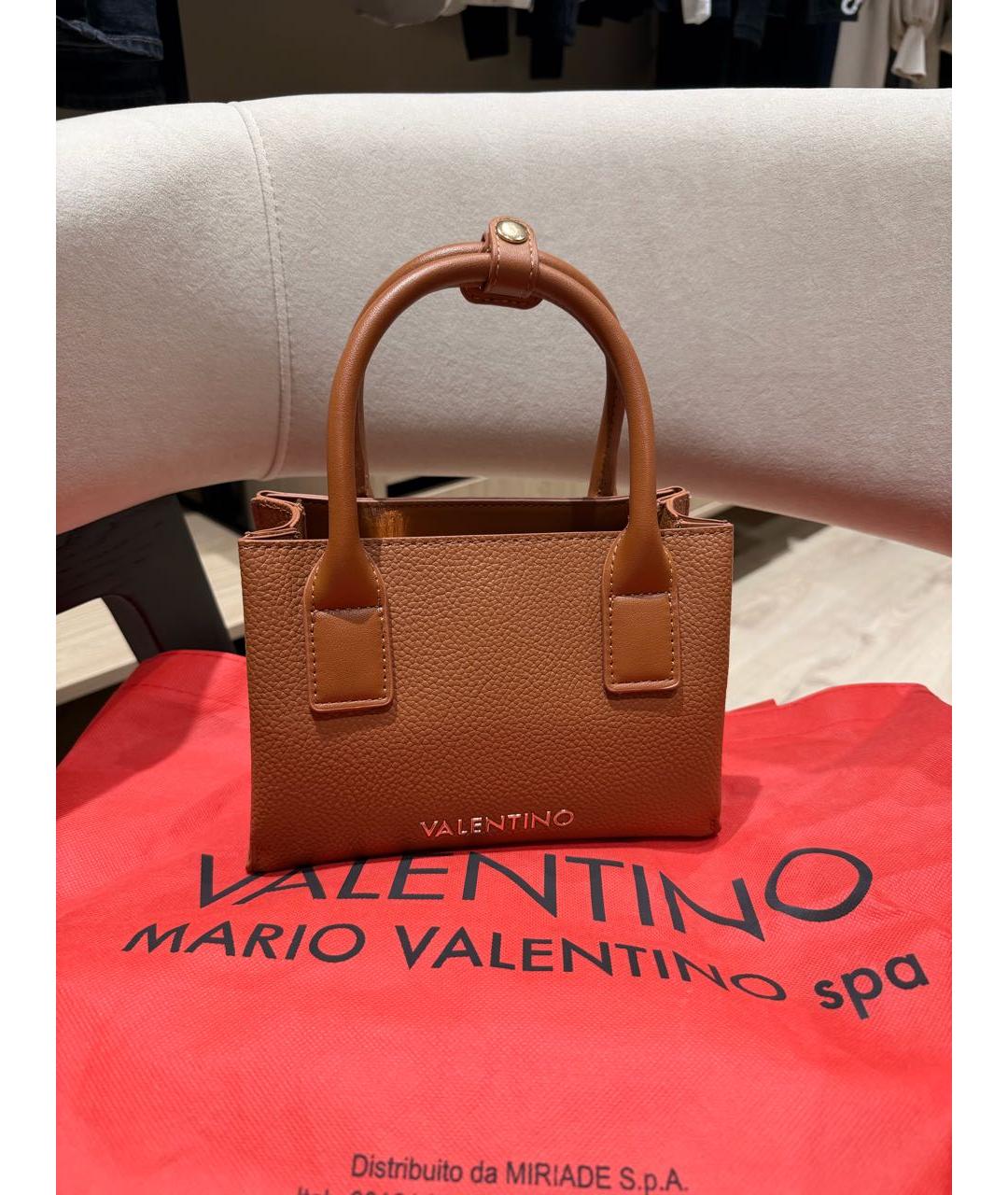 VALENTINO Коричневая сумка с короткими ручками из искусственной кожи, фото 8