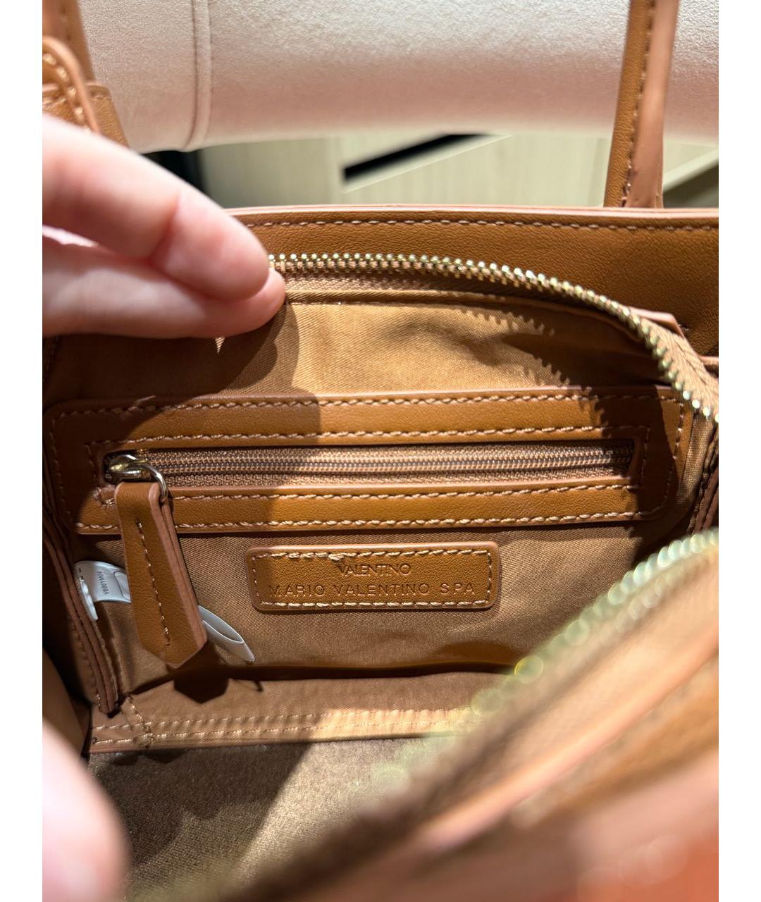 VALENTINO Коричневая сумка с короткими ручками из искусственной кожи, фото 6