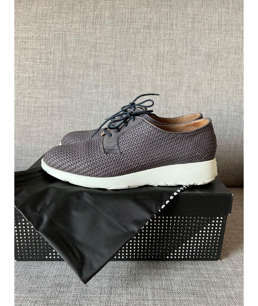 FRATELLI ROSSETTI Антрацитовые кожаные кроссовки, фото 7
