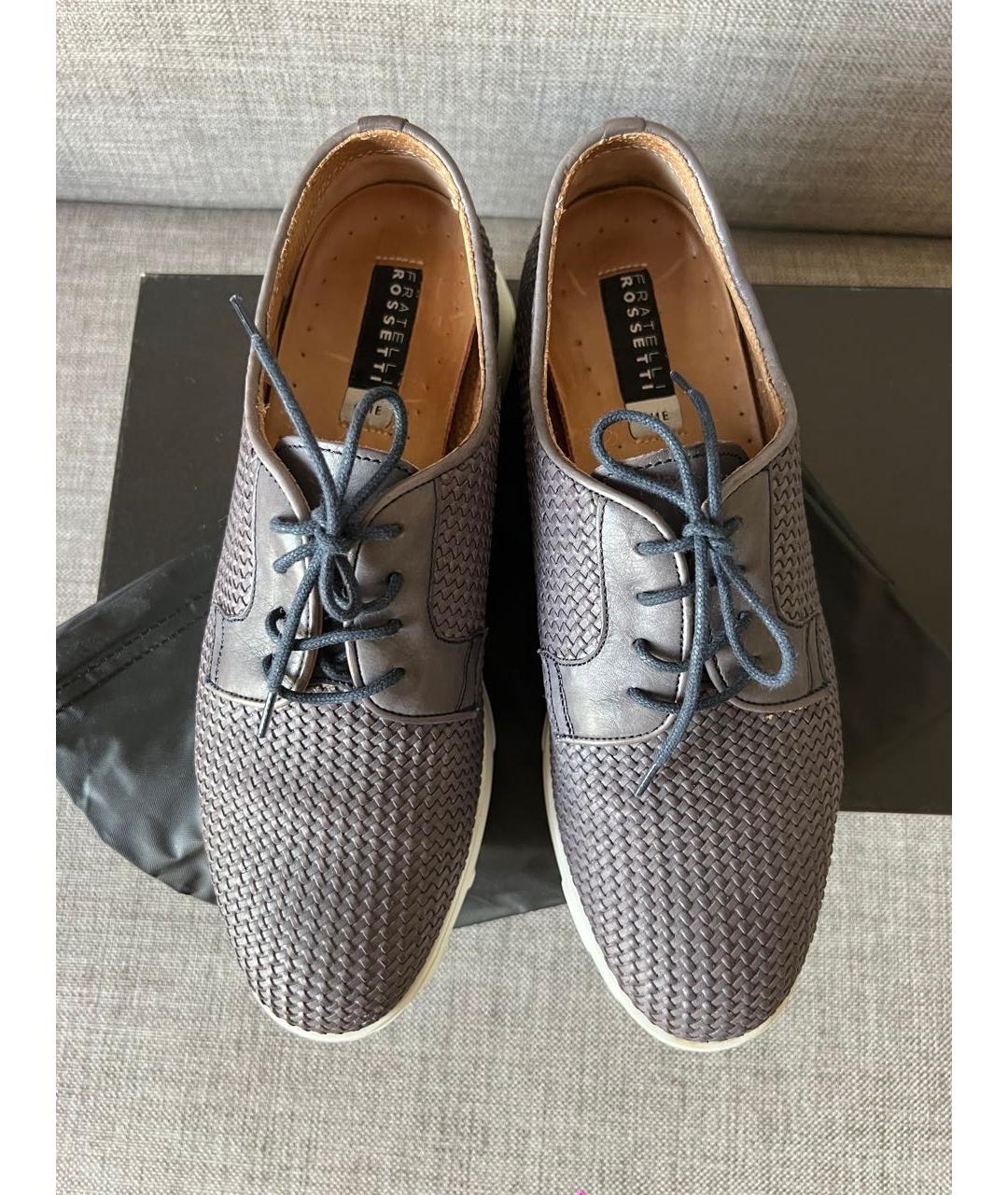 FRATELLI ROSSETTI Антрацитовые кожаные кроссовки, фото 5