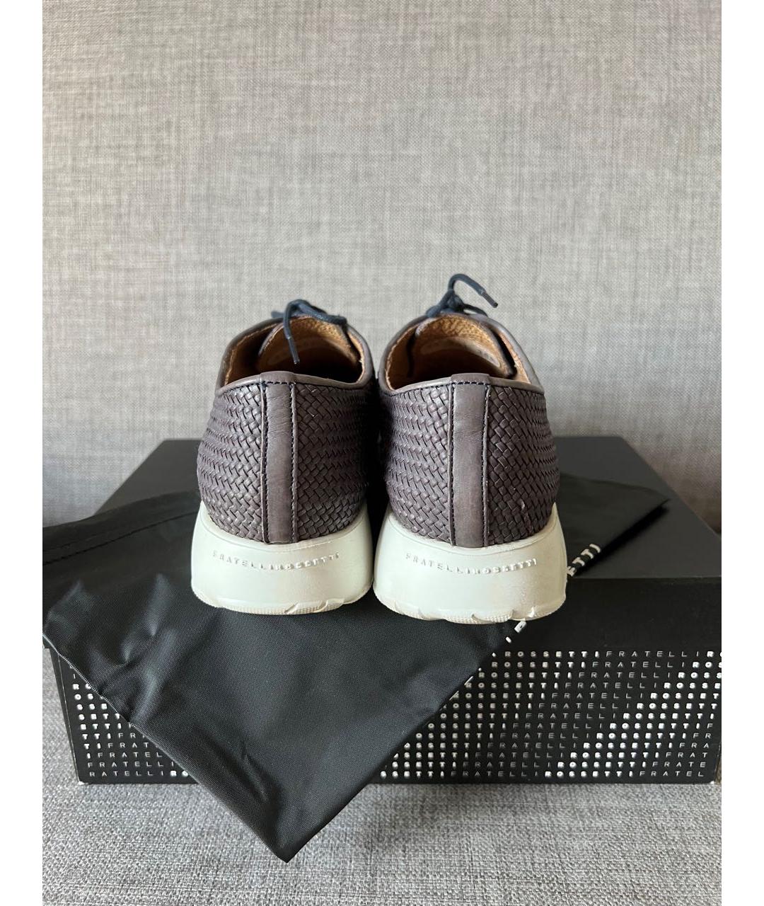 FRATELLI ROSSETTI Антрацитовые кожаные кроссовки, фото 4
