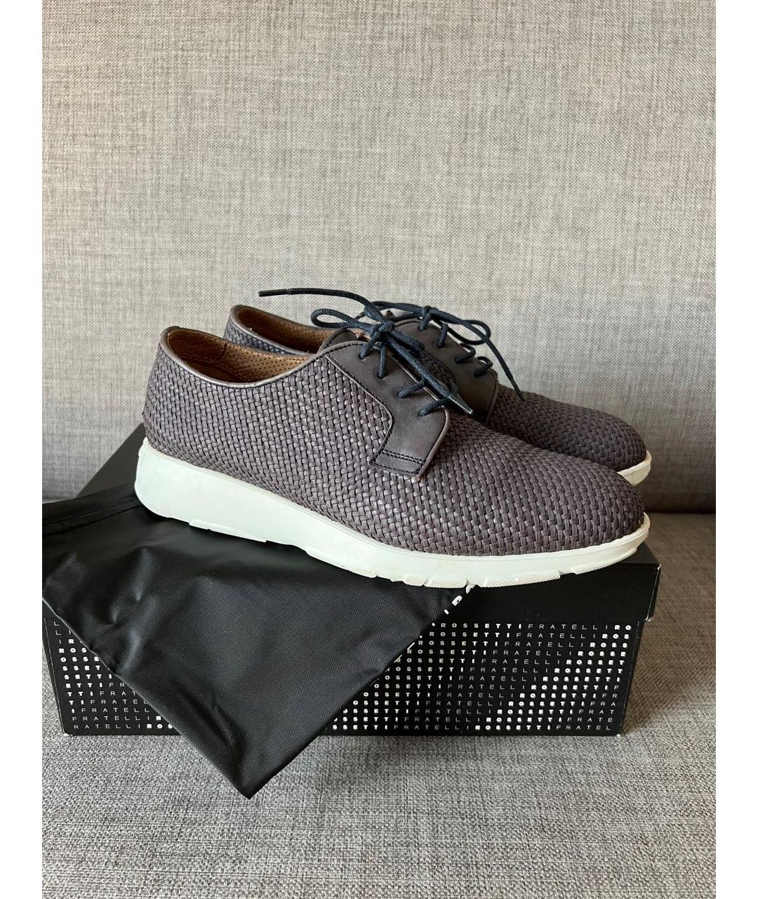FRATELLI ROSSETTI Антрацитовые кожаные кроссовки, фото 3