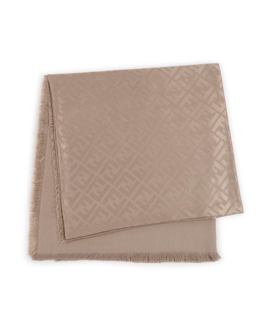 FENDI Бежевый шарф, фото 1