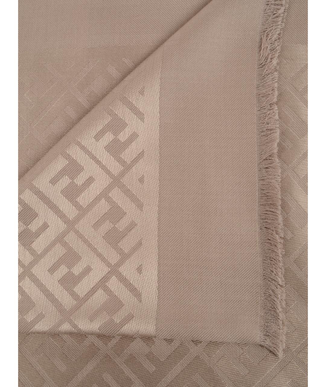 FENDI Бежевый шарф, фото 2