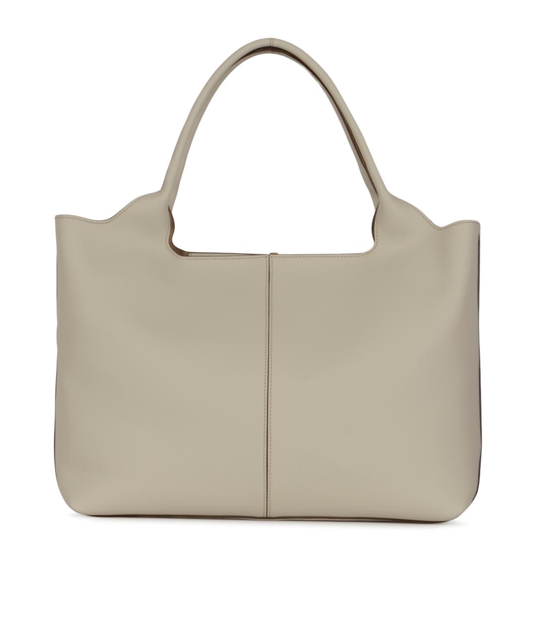 TOD'S Белая кожаная сумка тоут, фото 3