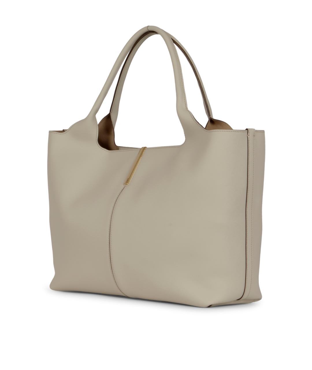 TOD'S Белая кожаная сумка тоут, фото 2