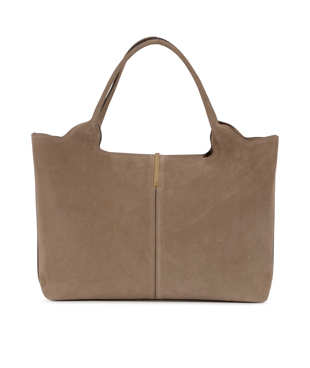 TOD'S Бежевая замшевая сумка тоут, фото 1