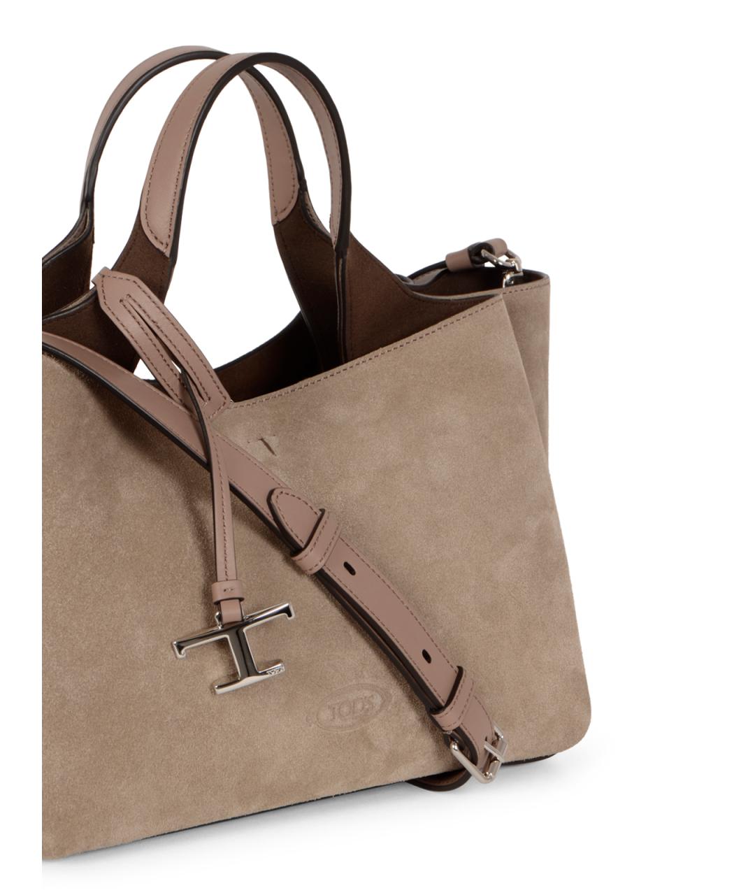 TOD'S Бежевая кожаная сумка тоут, фото 4