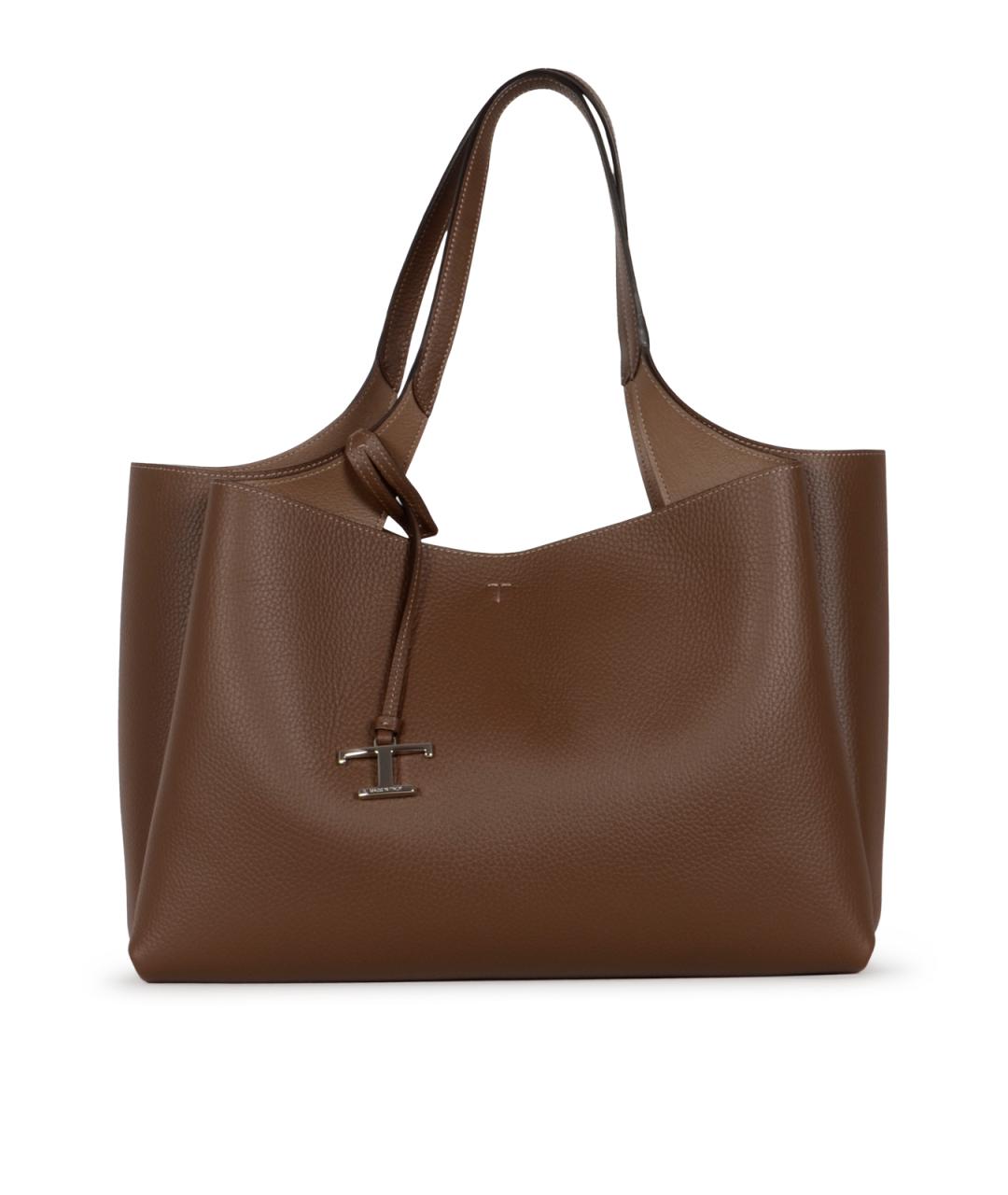 TOD'S Коричневая кожаная сумка тоут, фото 1