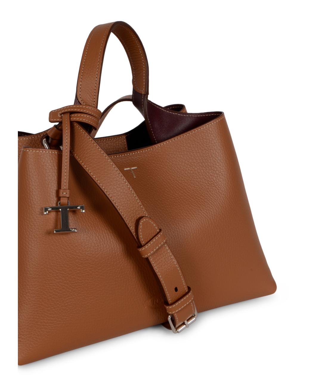 TOD'S Коричневая кожаная сумка тоут, фото 4