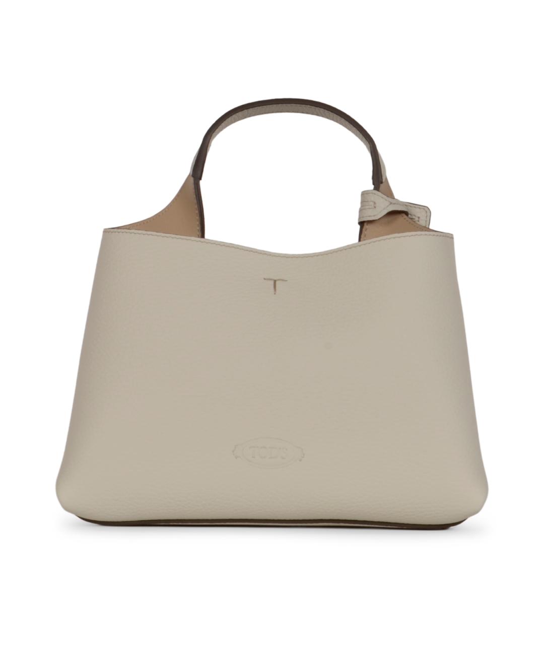 TOD'S Белая кожаная сумка тоут, фото 3