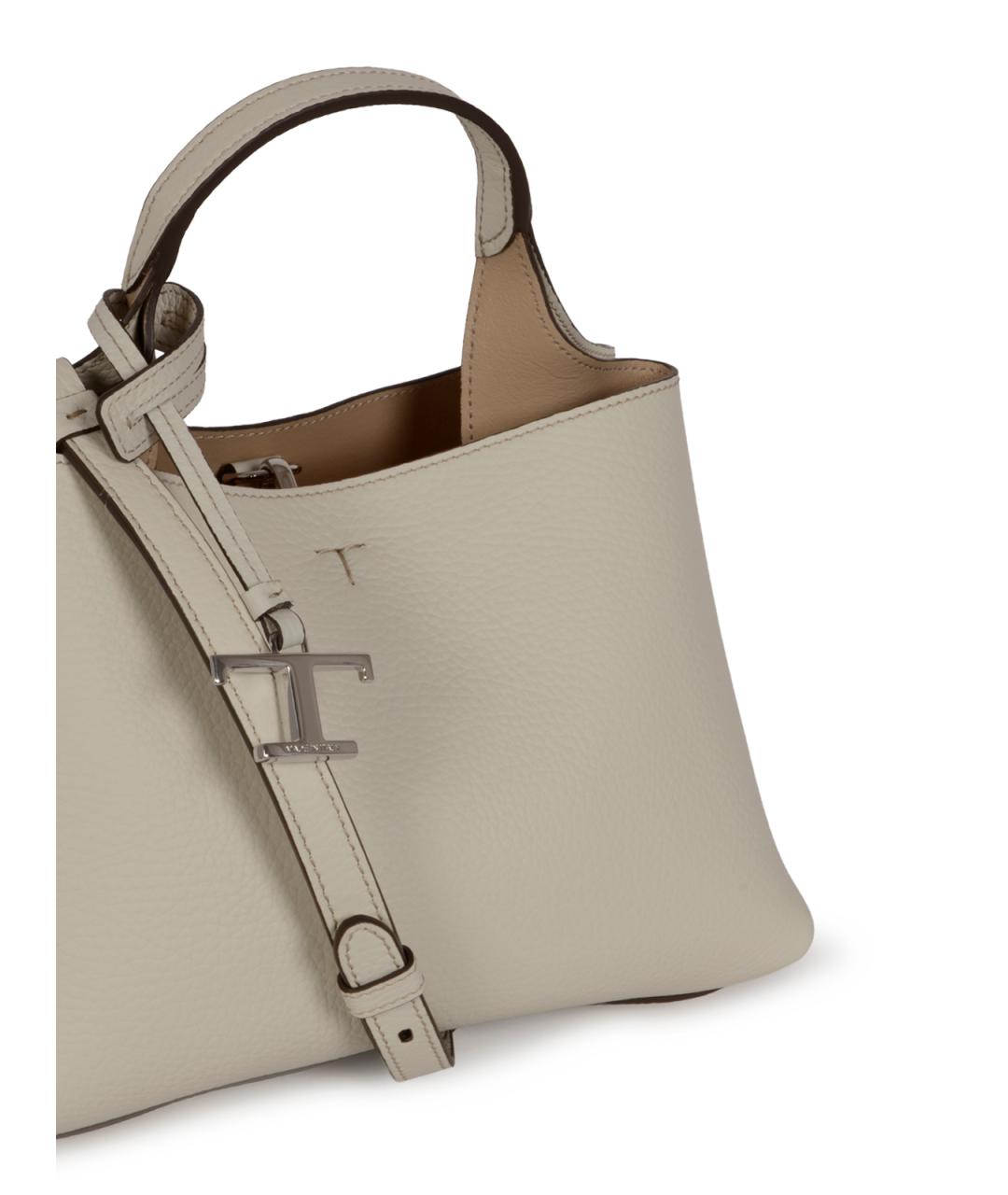 TOD'S Белая кожаная сумка тоут, фото 4