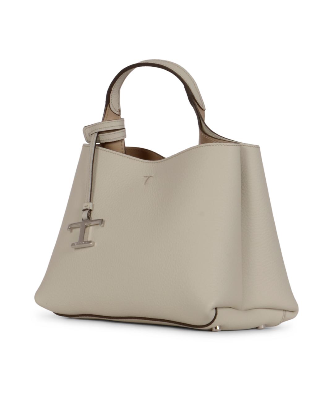 TOD'S Белая кожаная сумка тоут, фото 2