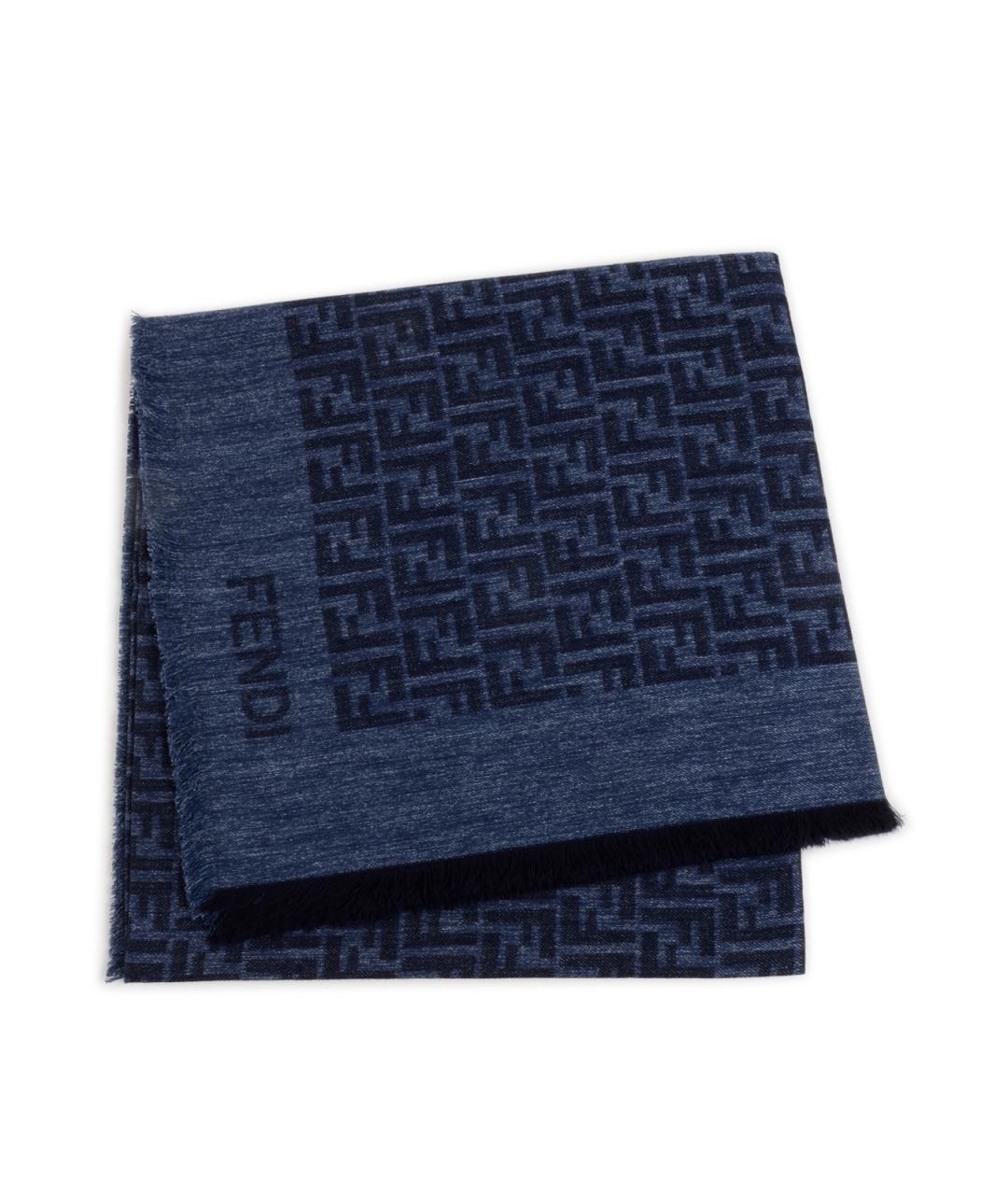FENDI Синий хлопковый шарф, фото 1