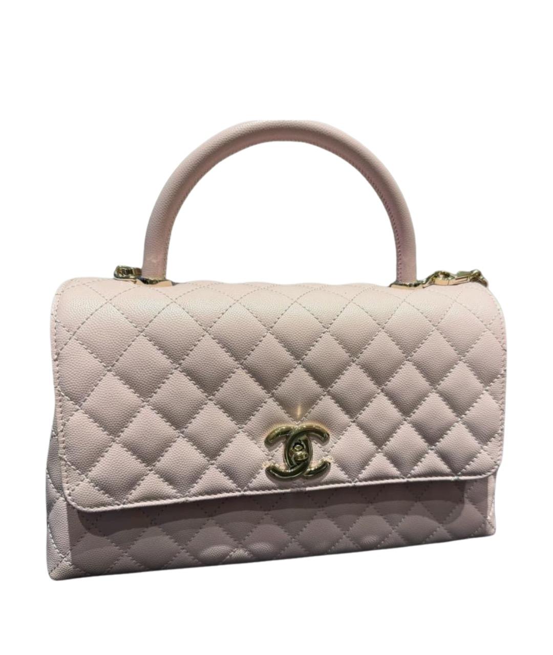 CHANEL Розовая кожаная сумка с короткими ручками, фото 1