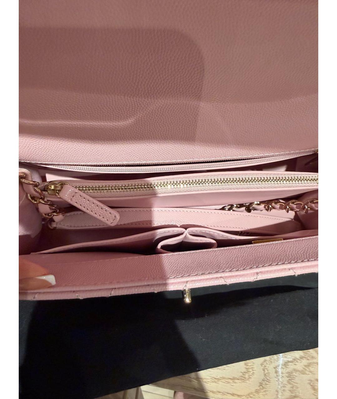 CHANEL Розовая кожаная сумка с короткими ручками, фото 4
