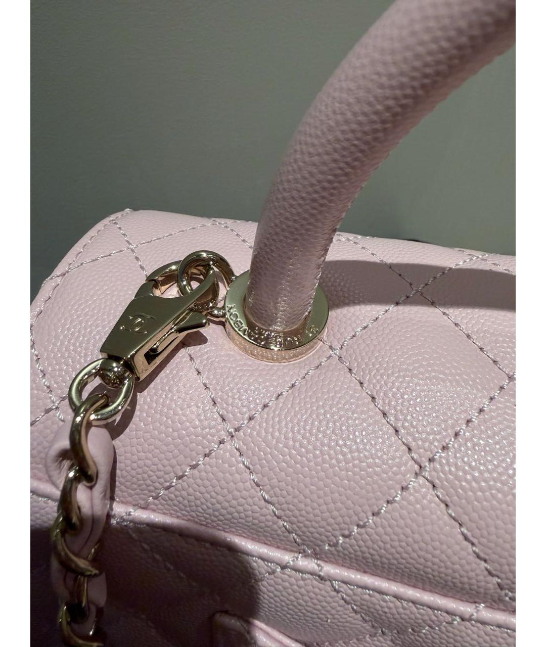CHANEL Розовая кожаная сумка с короткими ручками, фото 7