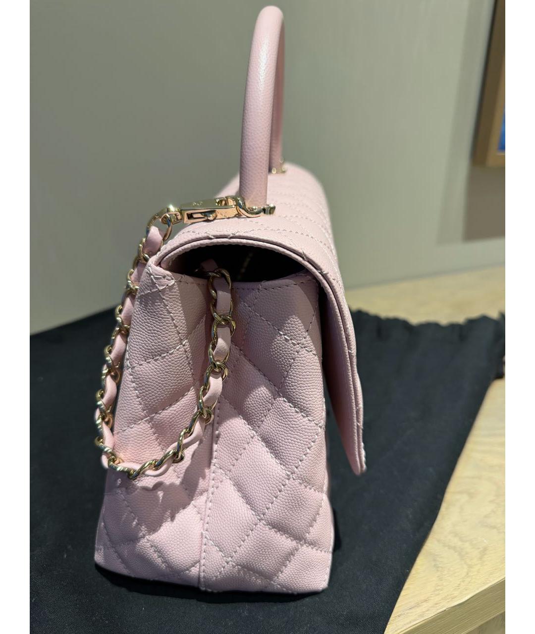 CHANEL Розовая кожаная сумка с короткими ручками, фото 2