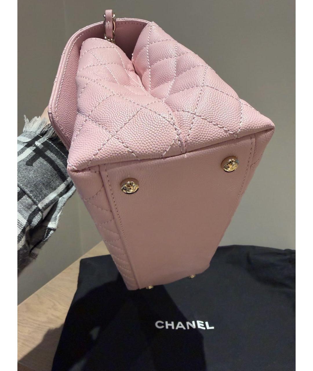 CHANEL Розовая кожаная сумка с короткими ручками, фото 6