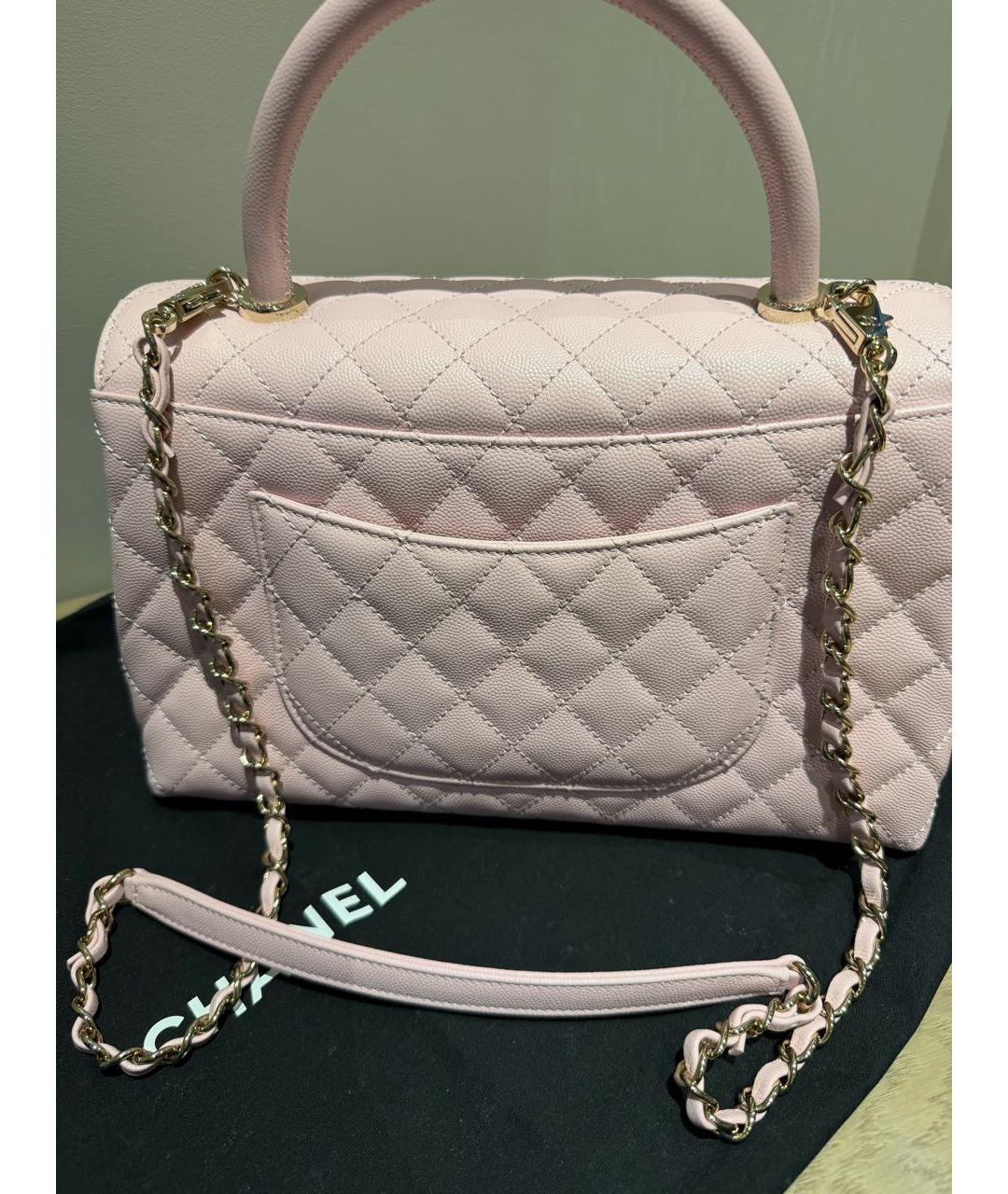 CHANEL Розовая кожаная сумка с короткими ручками, фото 3