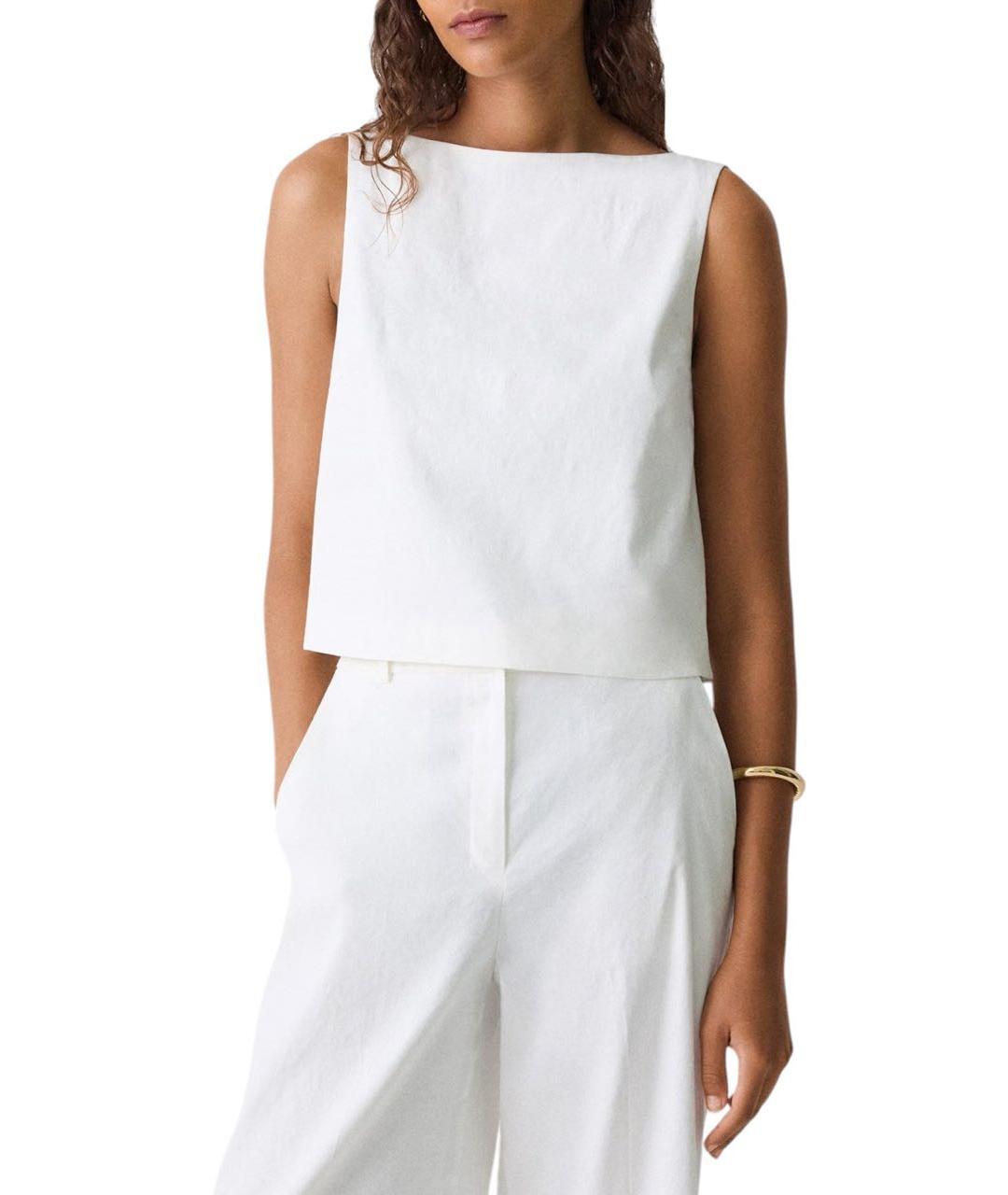 THEORY Белая льняная майка, фото 7