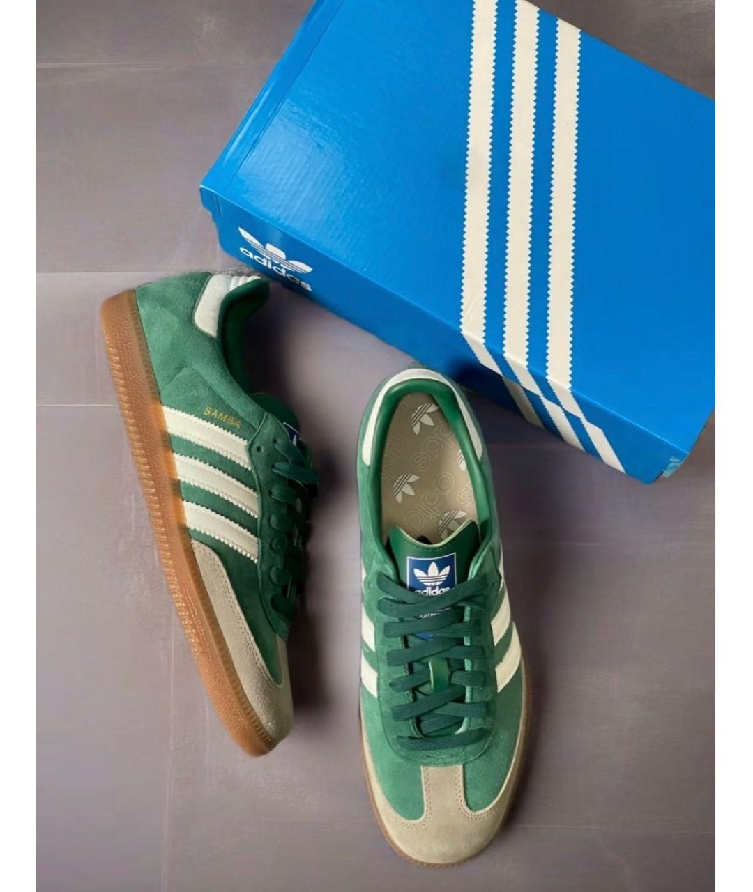 ADIDAS Зеленые замшевые кроссовки, фото 2