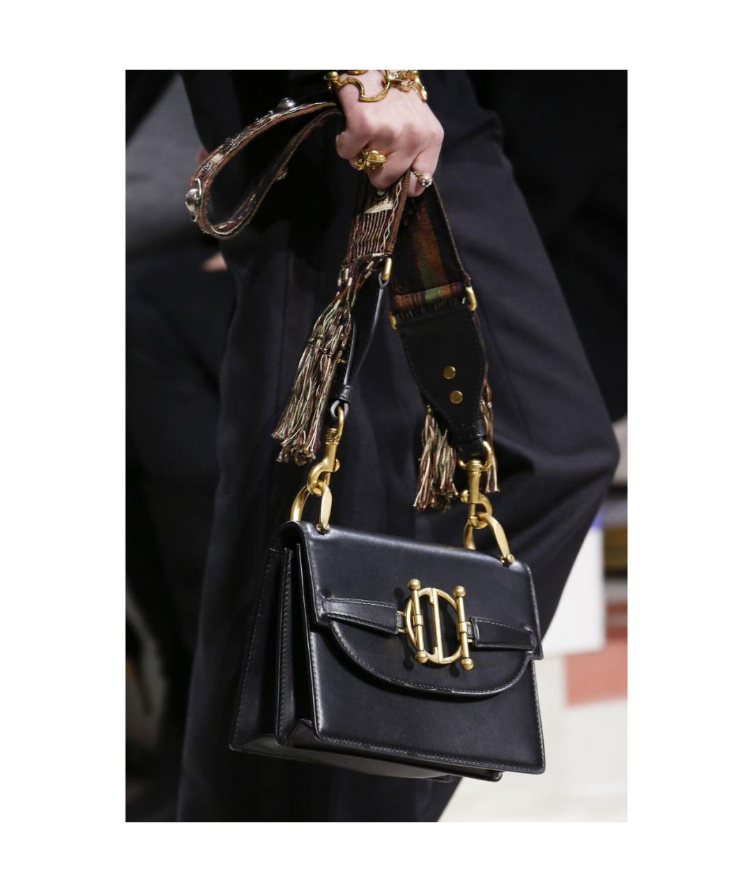 CHRISTIAN DIOR Черная кожаная сумка через плечо, фото 3