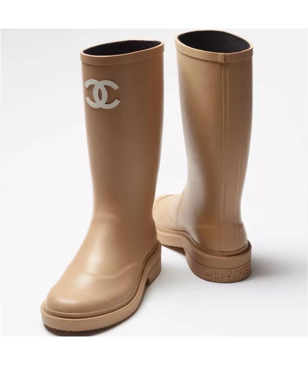 CHANEL Бежевые резиновые сапоги, фото 2