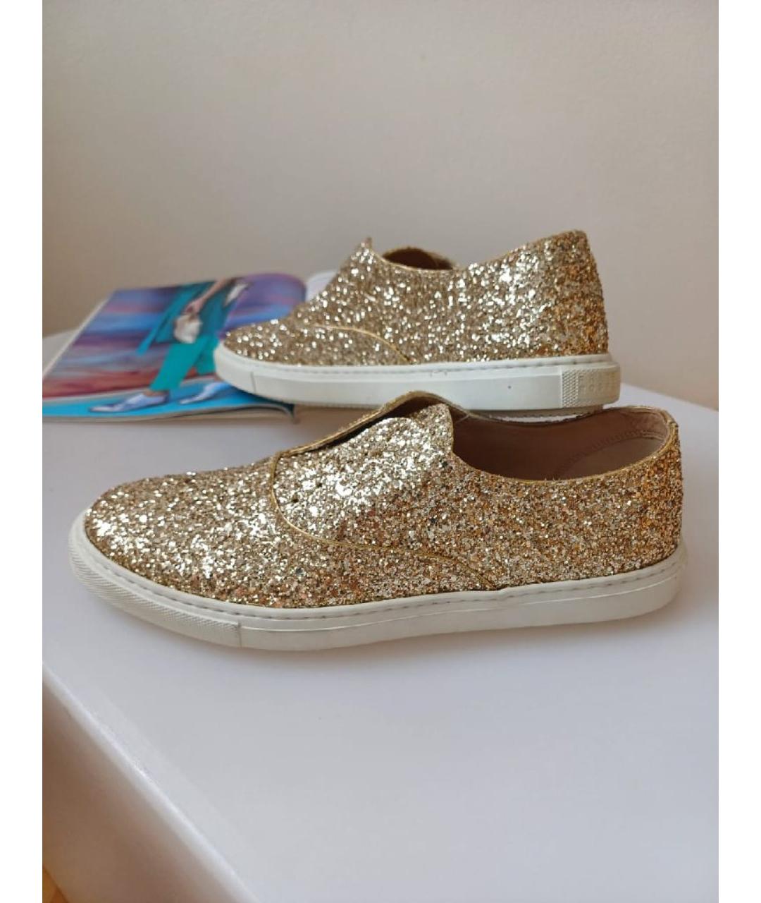 FRATELLI ROSSETTI Золотые кожаные слипоны, фото 5