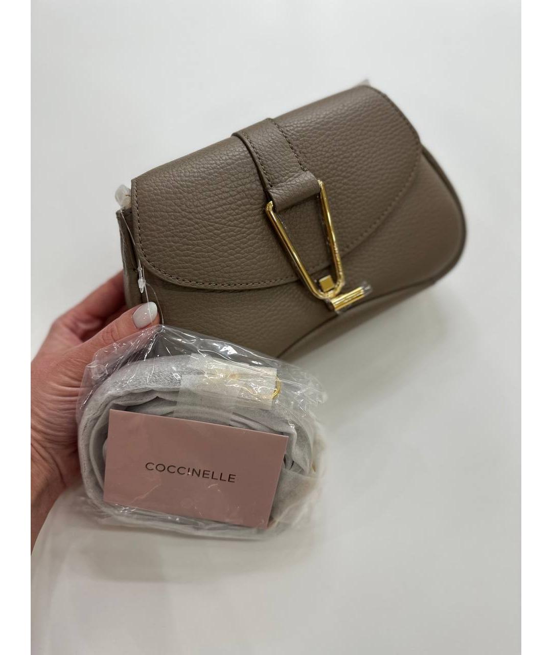 COCCINELLE Бежевая кожаная сумка через плечо, фото 3