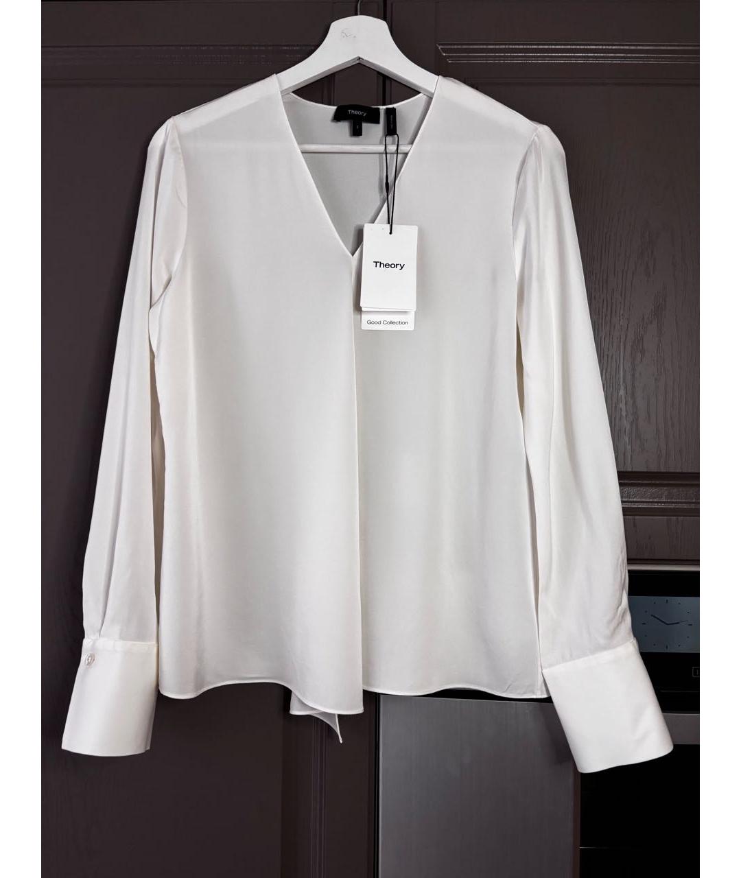 THEORY Белая шелковая блузы, фото 9