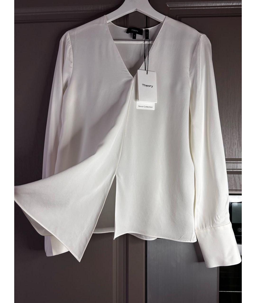 THEORY Белая шелковая блузы, фото 8