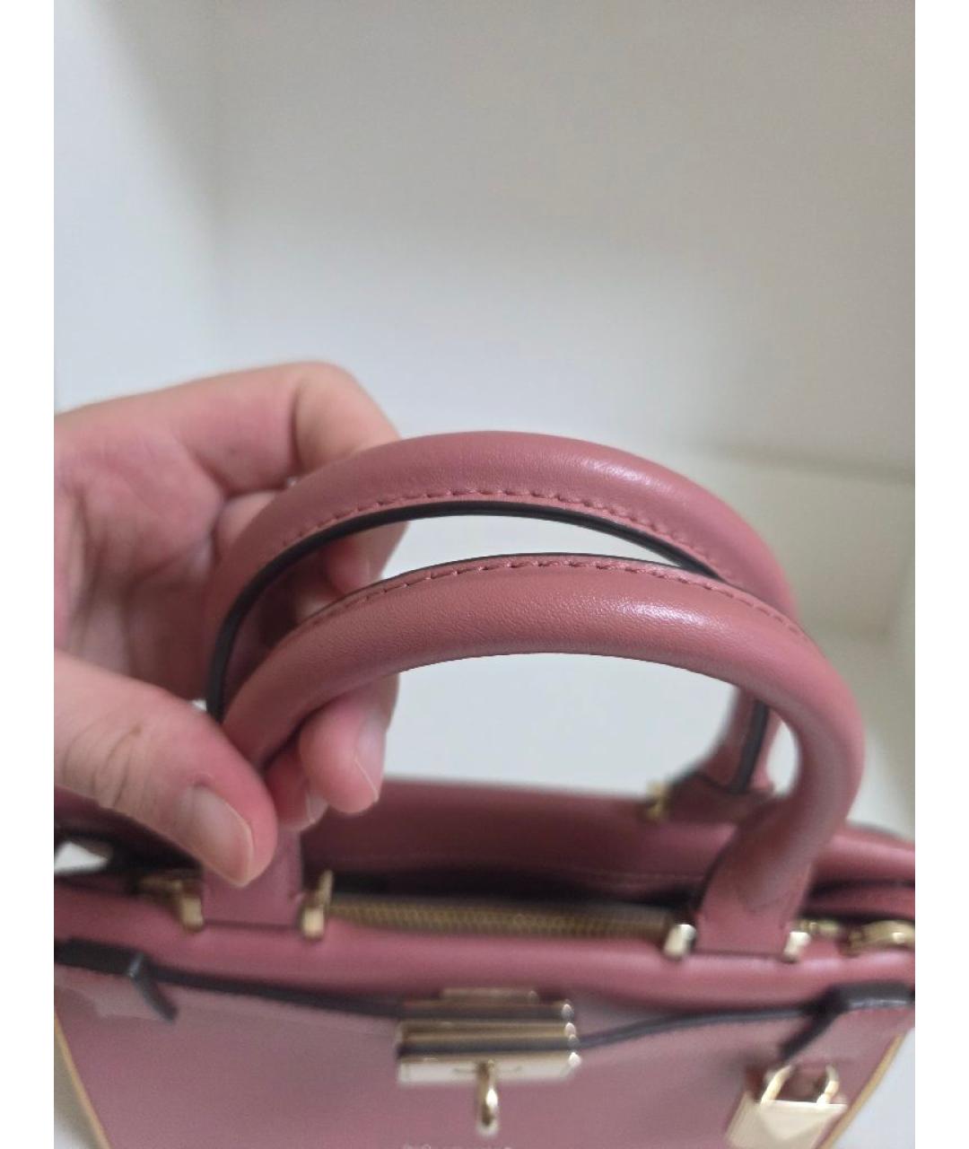 MICHAEL KORS Розовая кожаная сумка с короткими ручками, фото 5