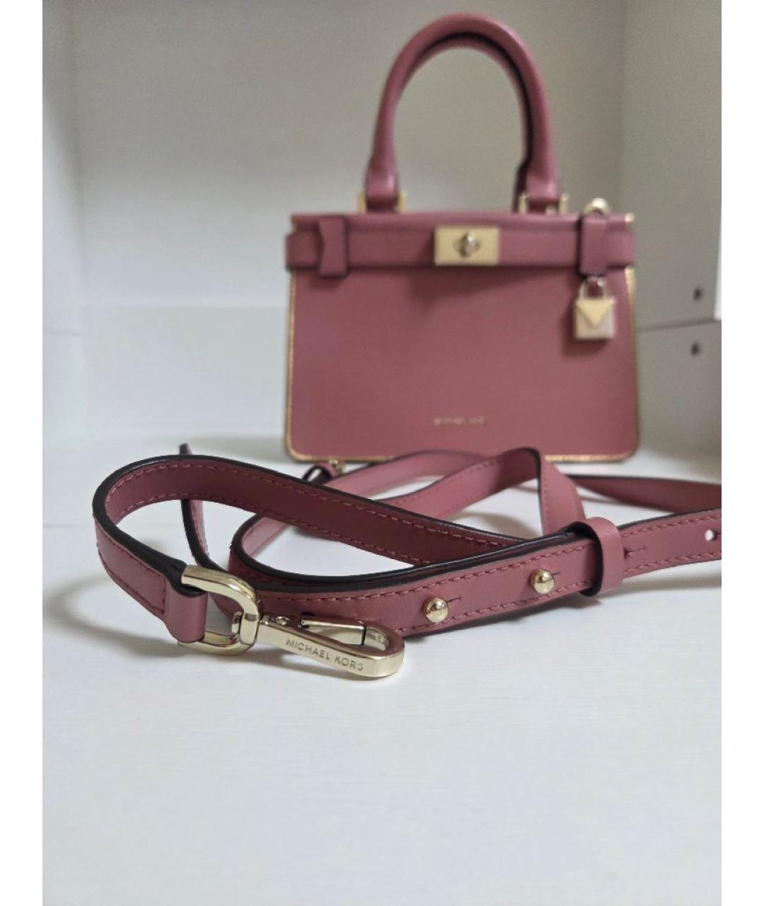 MICHAEL KORS Розовая кожаная сумка с короткими ручками, фото 3