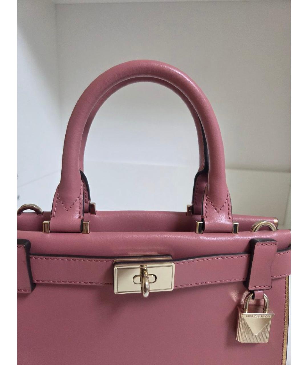 MICHAEL KORS Розовая кожаная сумка с короткими ручками, фото 6