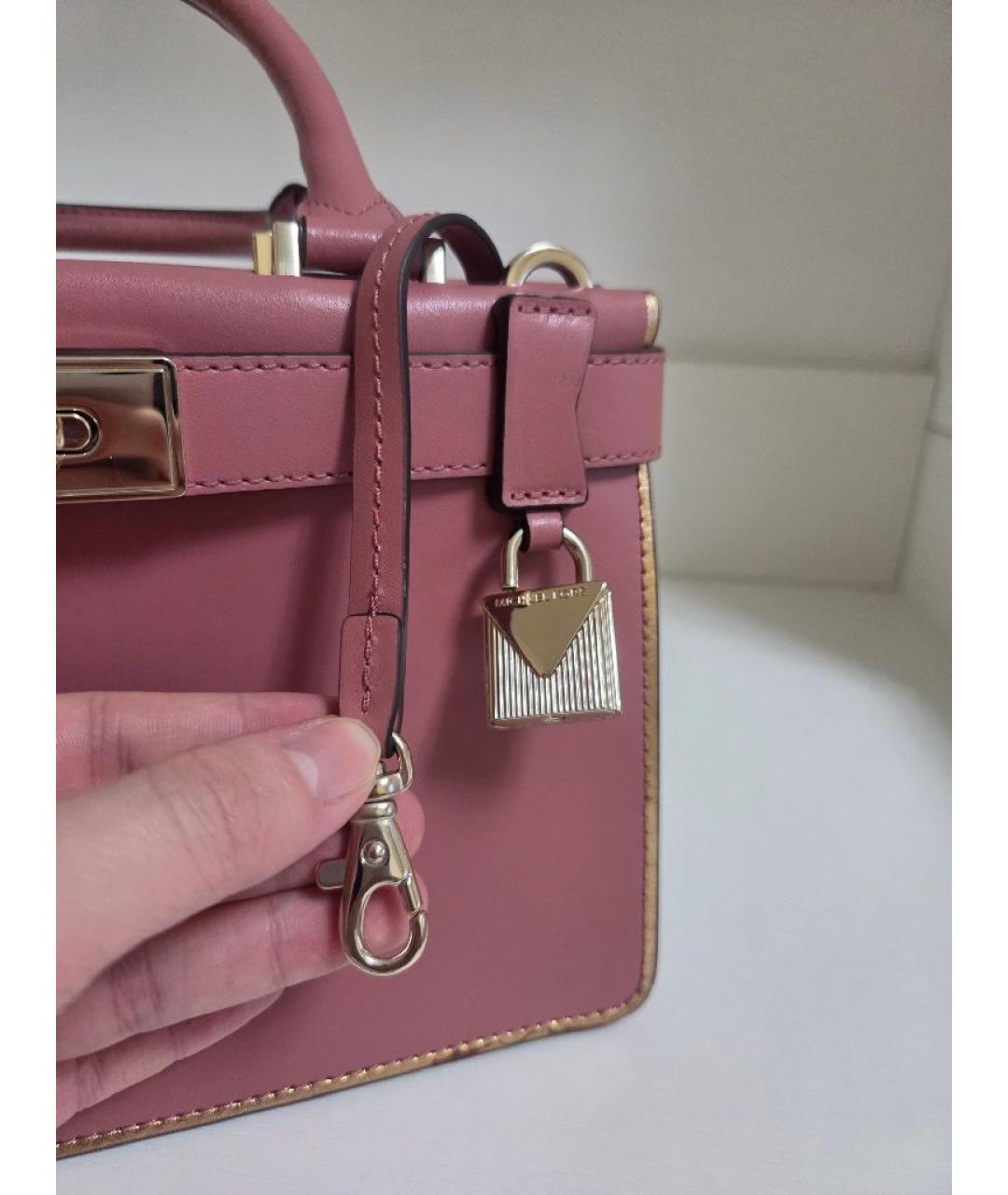 MICHAEL KORS Розовая кожаная сумка с короткими ручками, фото 7