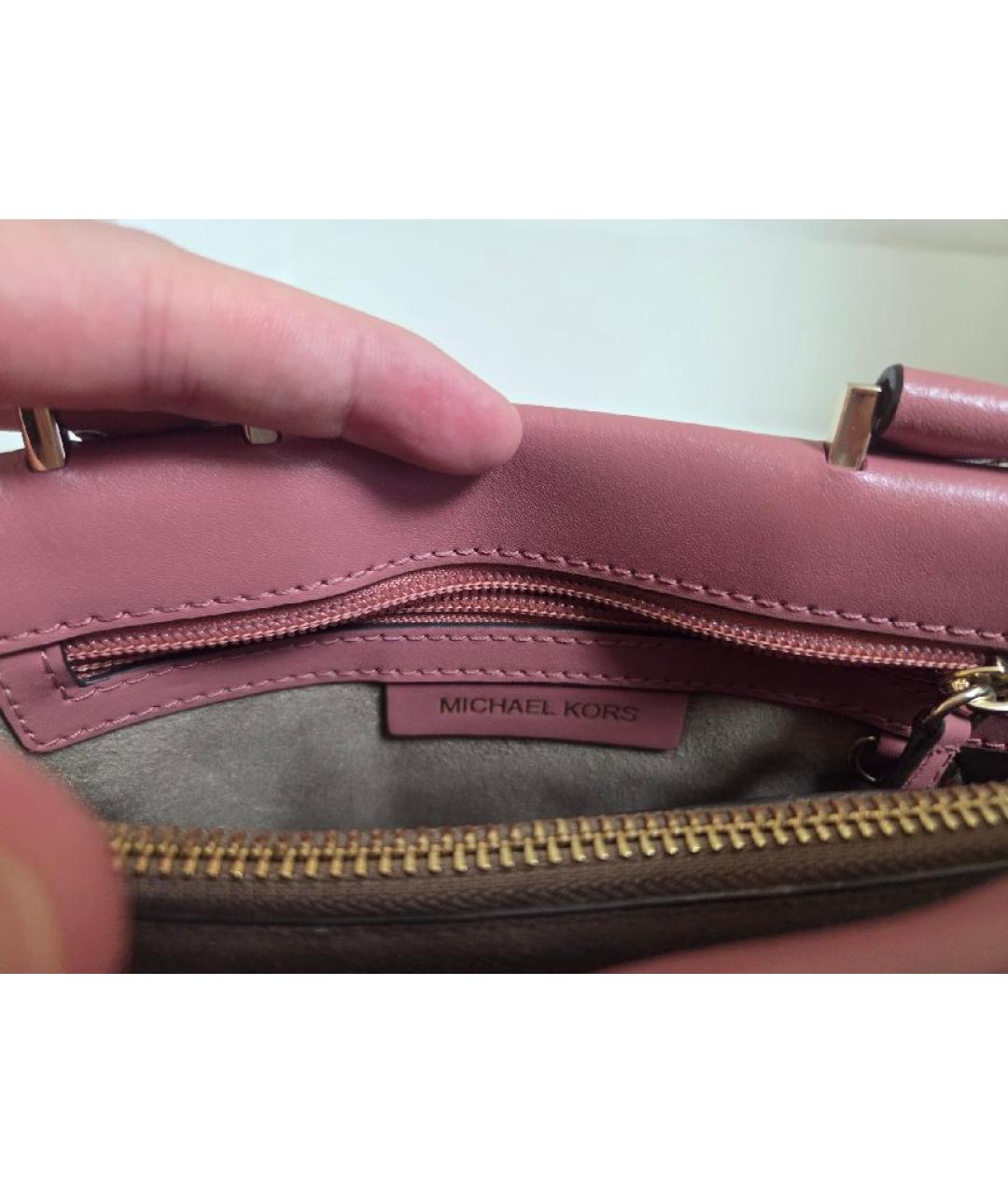 MICHAEL KORS Розовая кожаная сумка с короткими ручками, фото 8