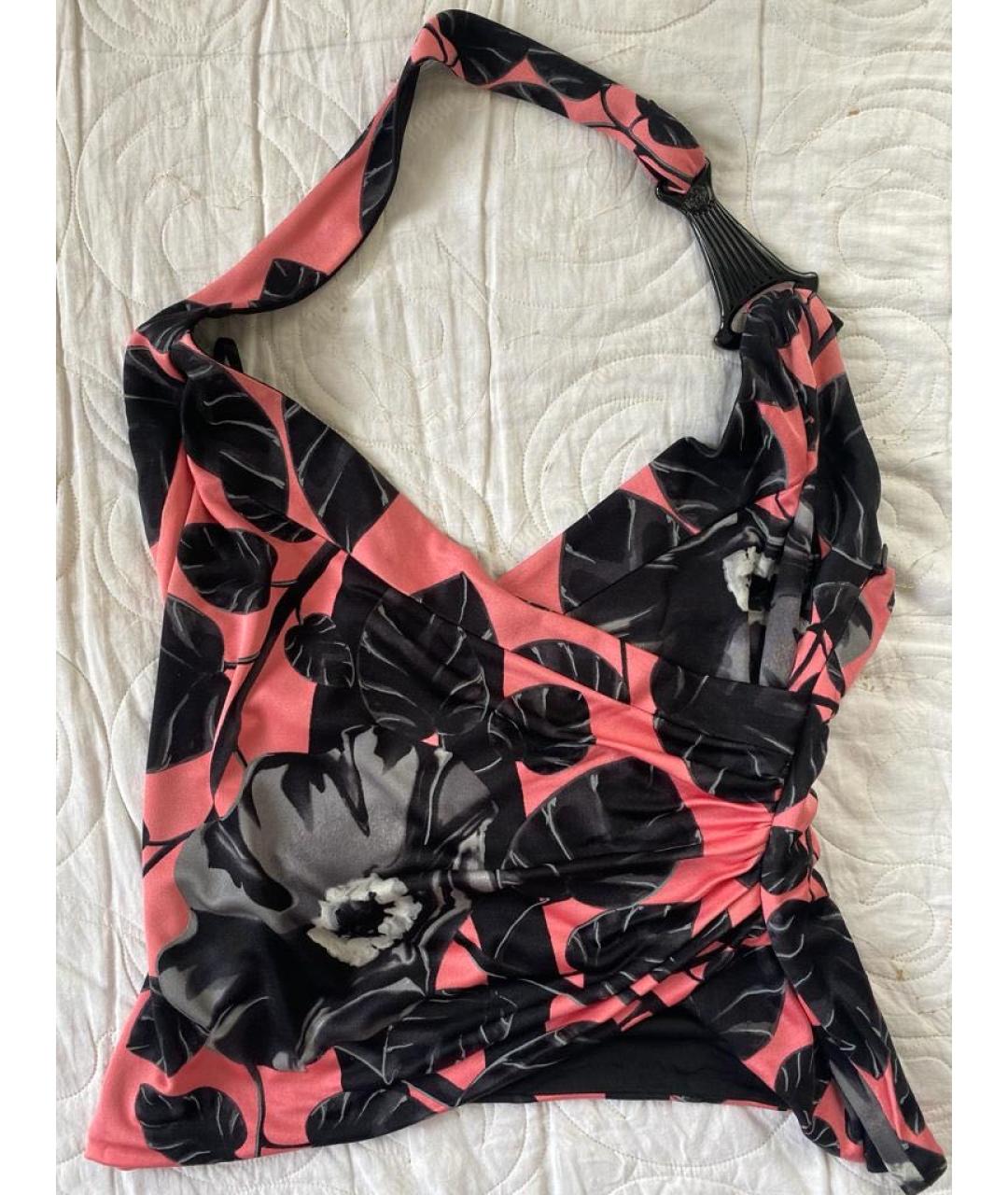 VERSACE Коралловая шелковая майка, фото 3