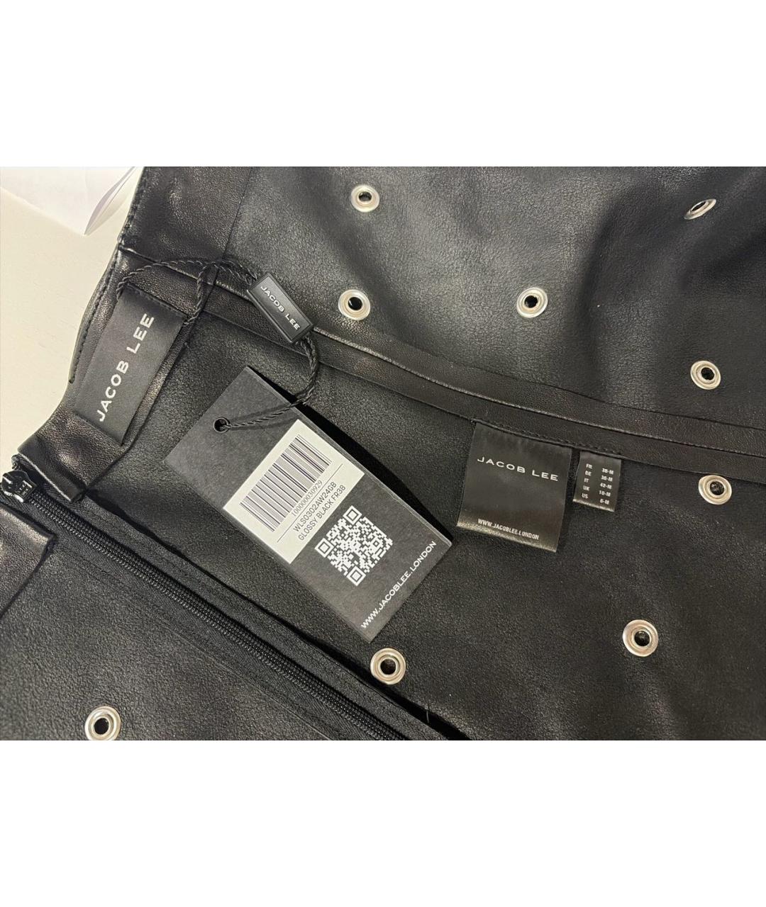 Jacob Lee Черная кожаная юбка мини, фото 4