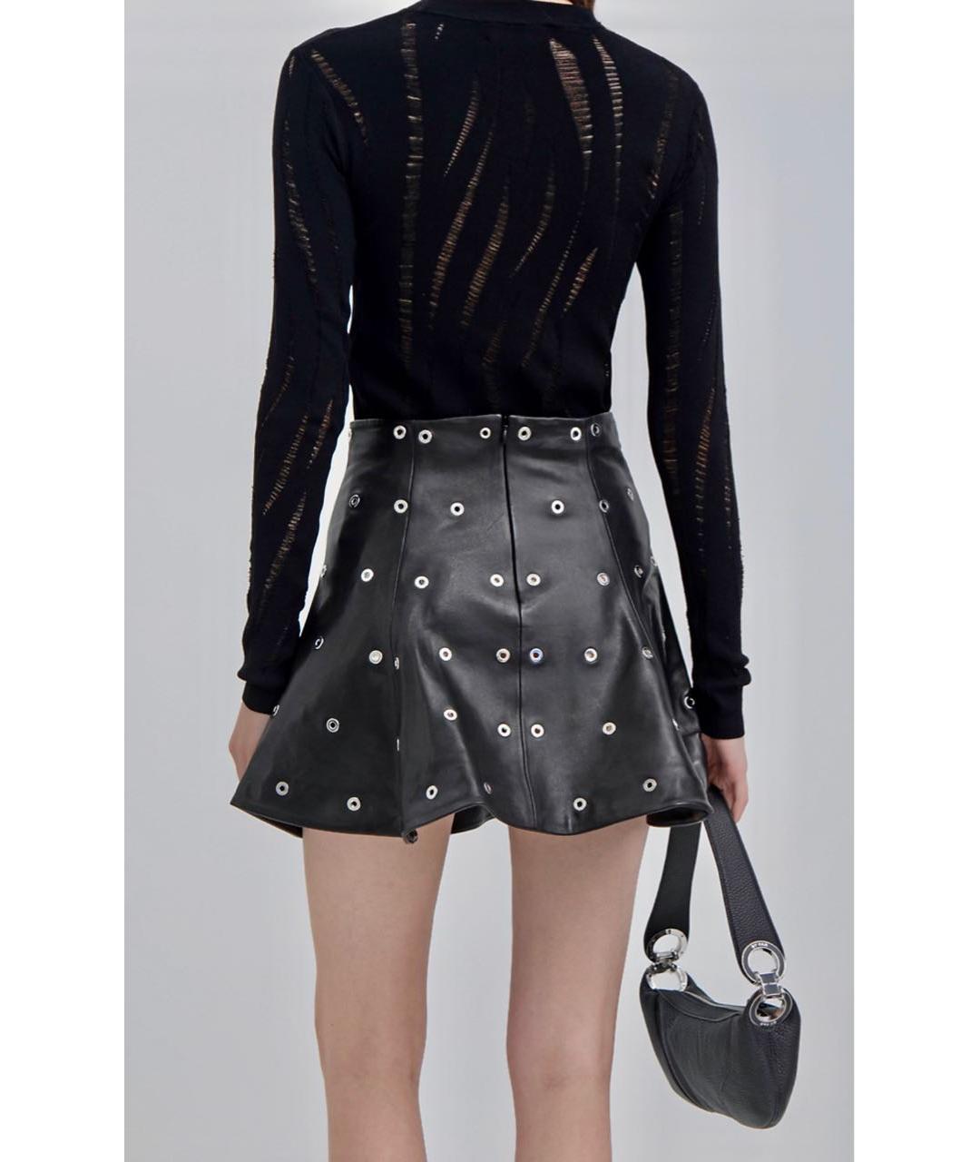 Jacob Lee Черная кожаная юбка мини, фото 3