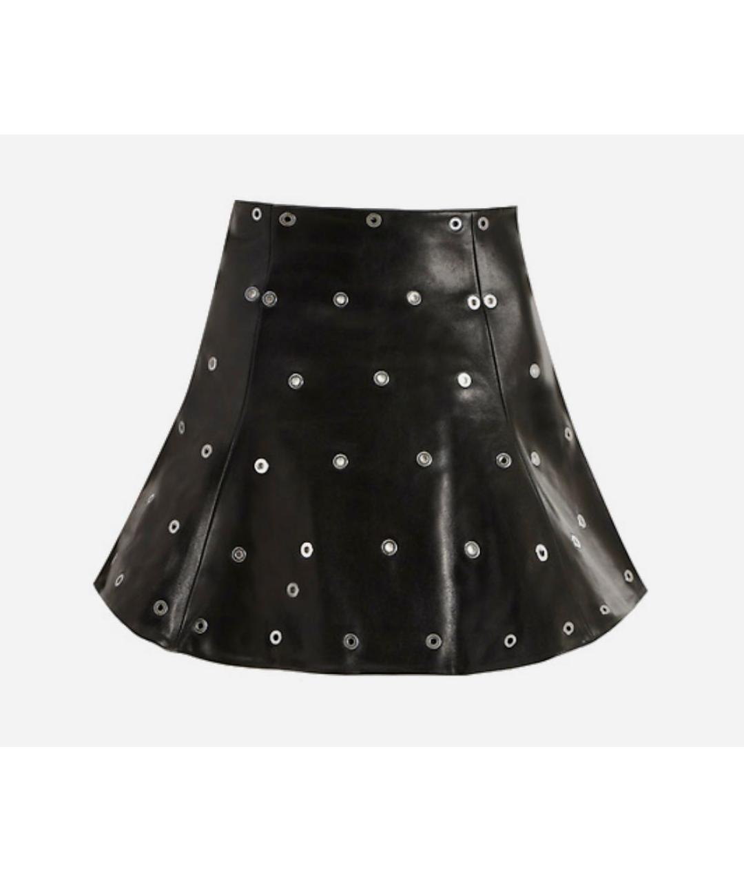 Jacob Lee Черная кожаная юбка мини, фото 5