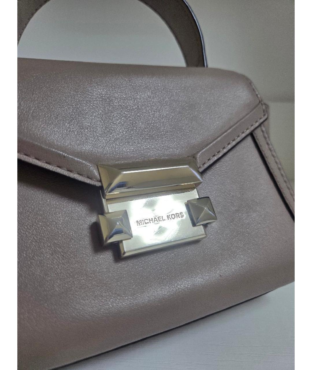 MICHAEL KORS Серая кожаная сумка с короткими ручками, фото 9