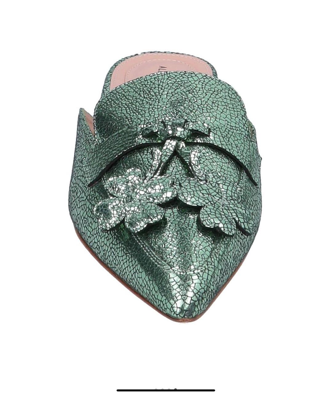 ALBERTA FERRETTI Зеленые кожаные мюли, фото 2