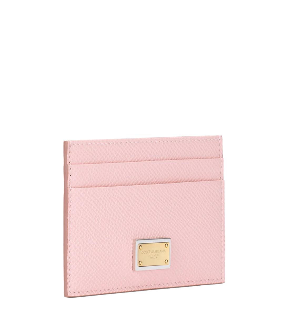 DOLCE&GABBANA Розовый кожаный кардхолдер, фото 2