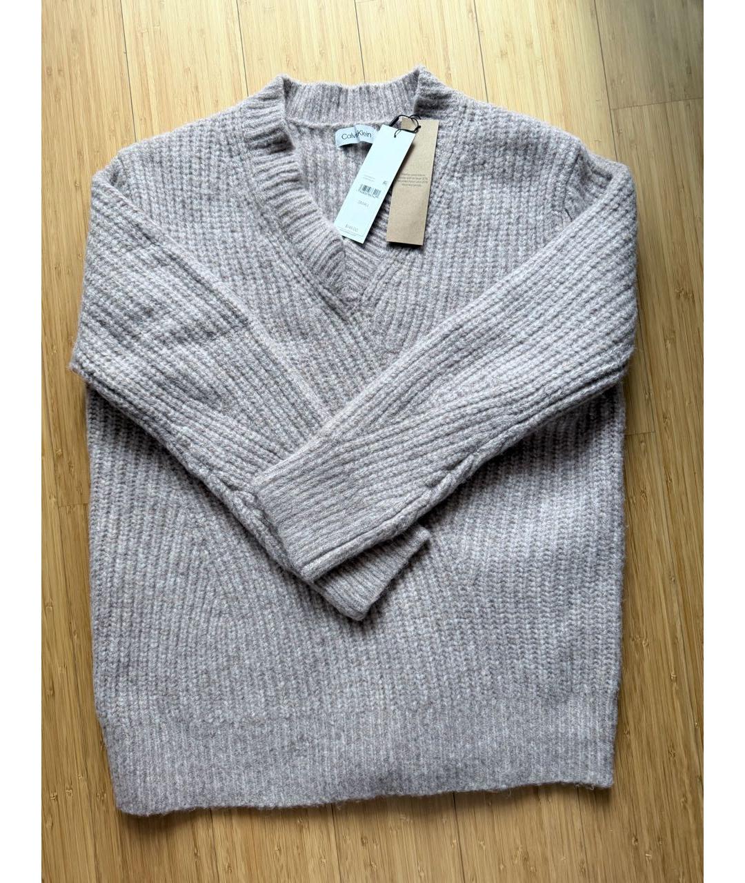 CALVIN KLEIN Бежевый шерстяной джемпер / свитер, фото 5