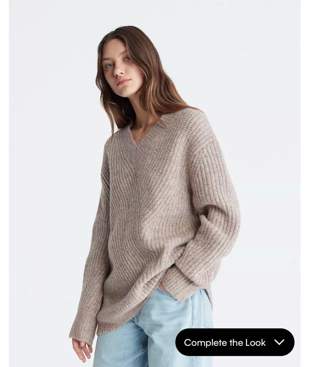 CALVIN KLEIN Бежевый шерстяной джемпер / свитер, фото 2