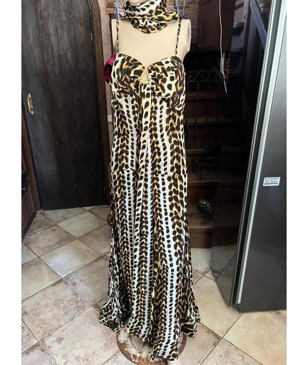 JUST CAVALLI Мульти шелковое вечернее платье, фото 5