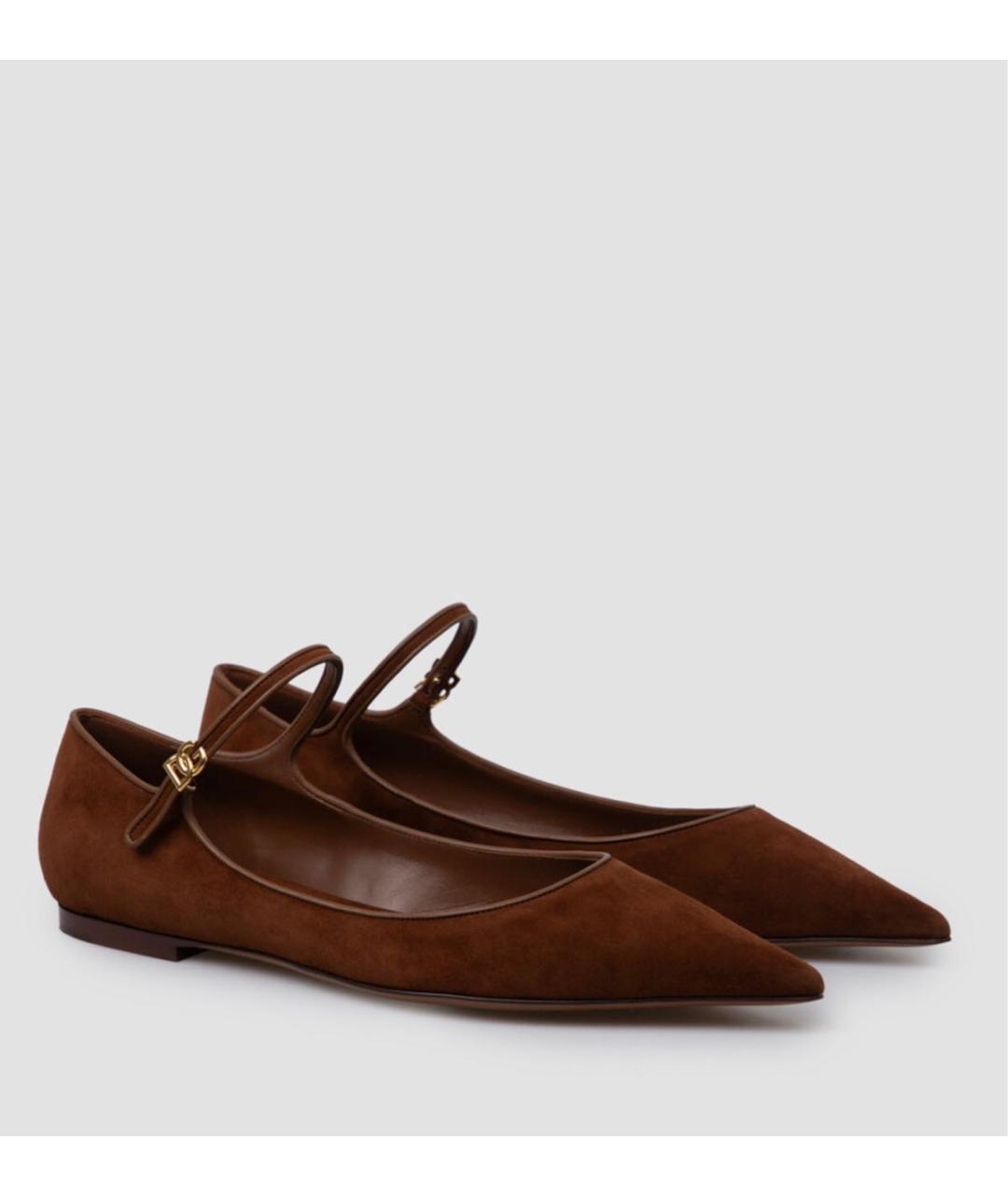 DOLCE&GABBANA Коричневые замшевые балетки, фото 2
